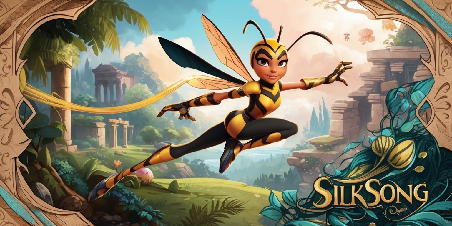 A vibrant and detailed illustration of the Silksong game, featuring a captivating scene with the protagonist Hornet, showcasing her agile and adventurous spirit, set against a stunning backdrop of lush forests, ancient ruins, and mysterious landscapes, with a mix of earthy tones, pastel colors, and soft lighting, blending fantasy and action elements, in a dynamic composition with intricate textures, patterns, and atmospheric effects, emphasizing Hornet's striking facial features, athletic build, and distinctive silk-based abilities, with subtle hints of the game's narrative and environmental puzzles, all rendered in a beautiful, hand-drawn style reminiscent of classic animated films and video games.